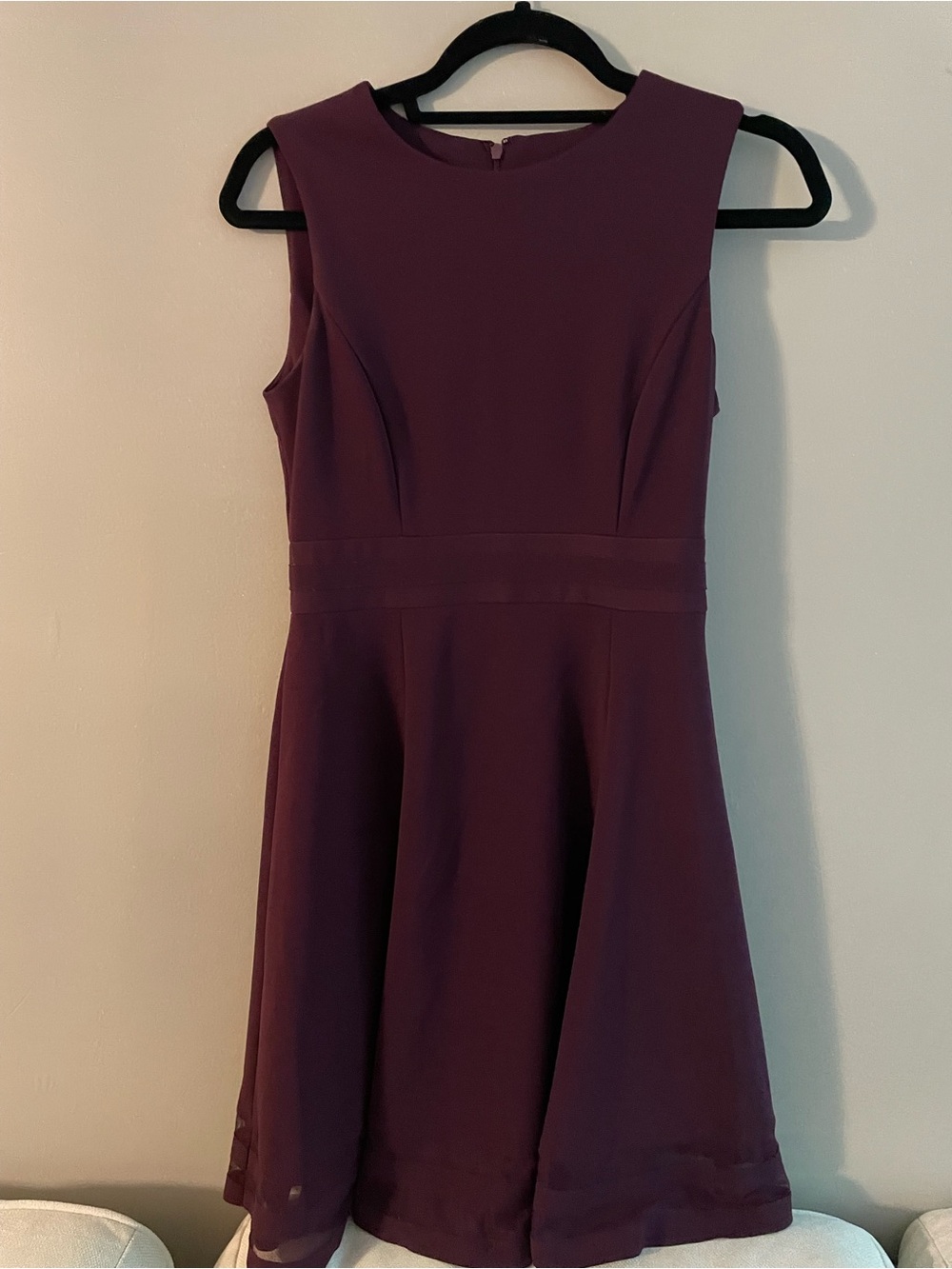 Calvin Klein Sleeveless Fit-and-Flare Dress in Plum